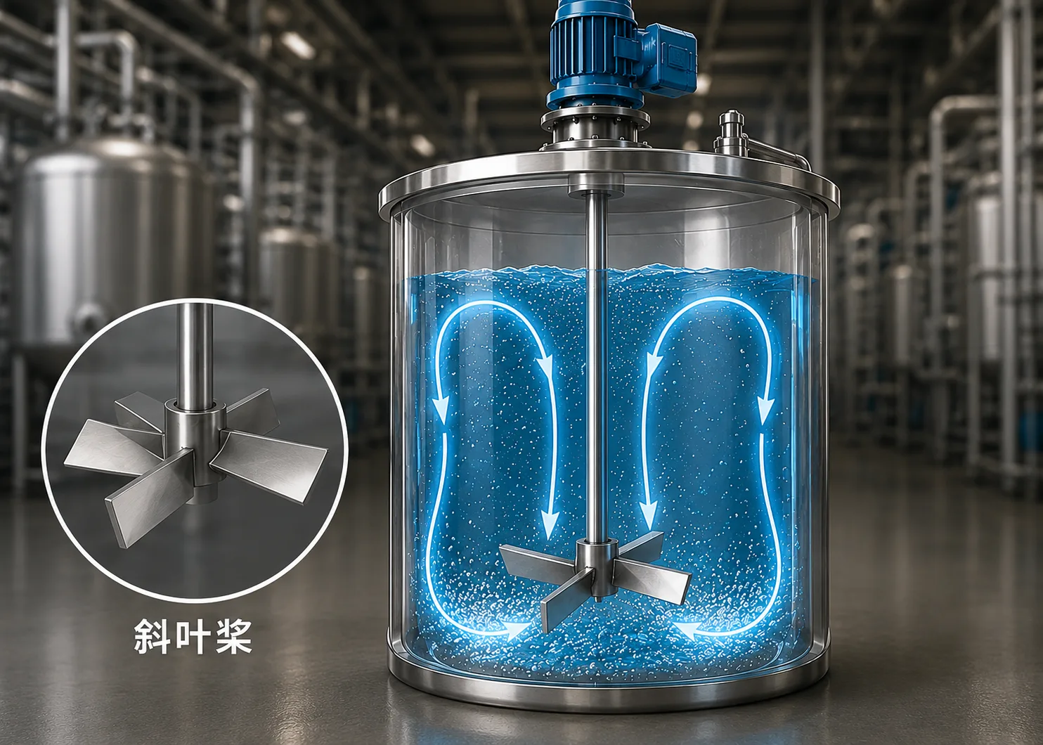 斜叶桨实物图:45°倾斜安装的叶片
