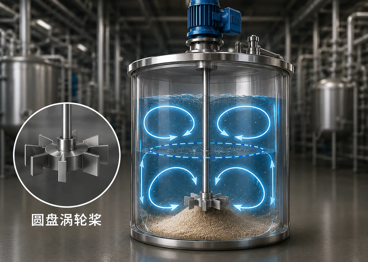 圆盘涡轮桨(Rushton turbine)实物图:中心圆盘加六片直立叶片